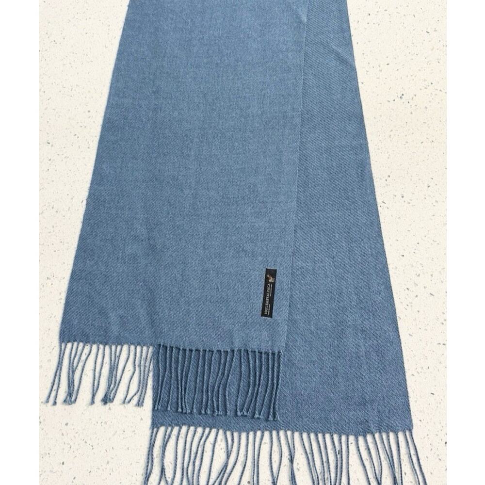 Peruvian 100% Baby Alpaca Scarf Blue Fringe Soft Warm Peru Unisex